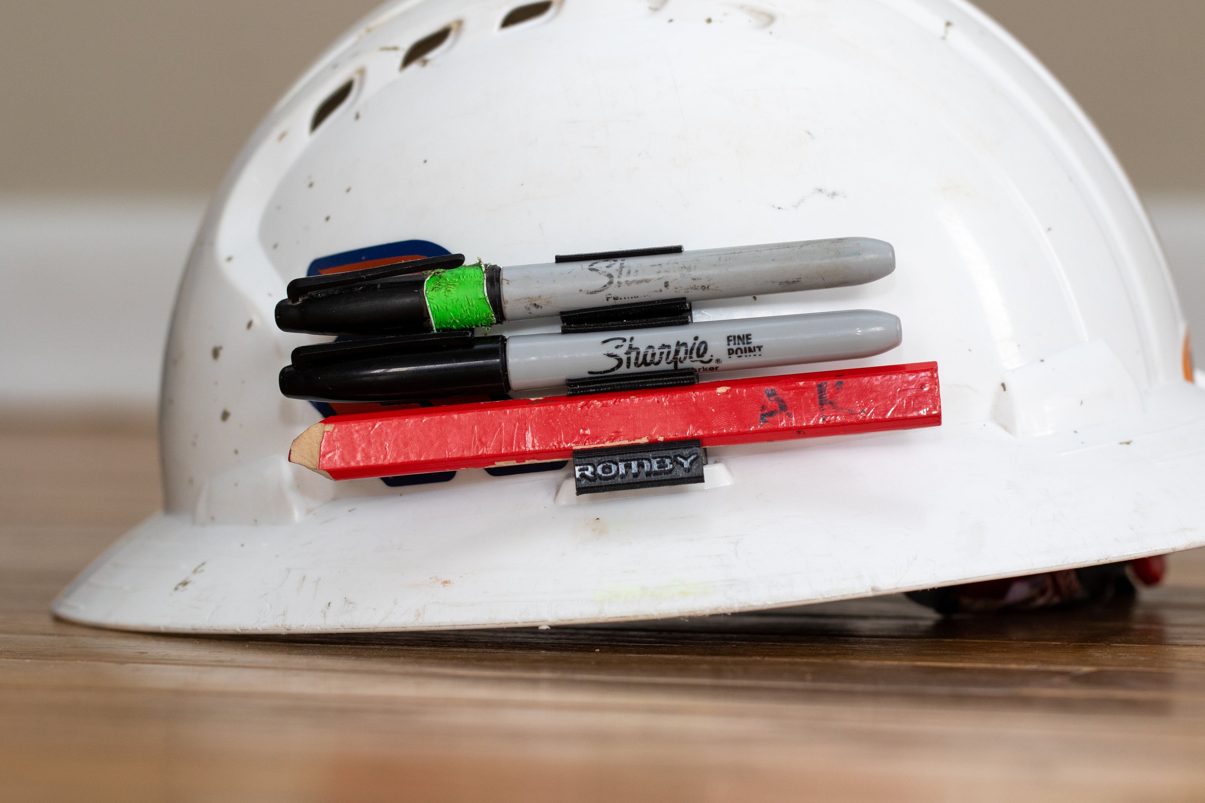 Custom Hardhat Pencil and Marker holder