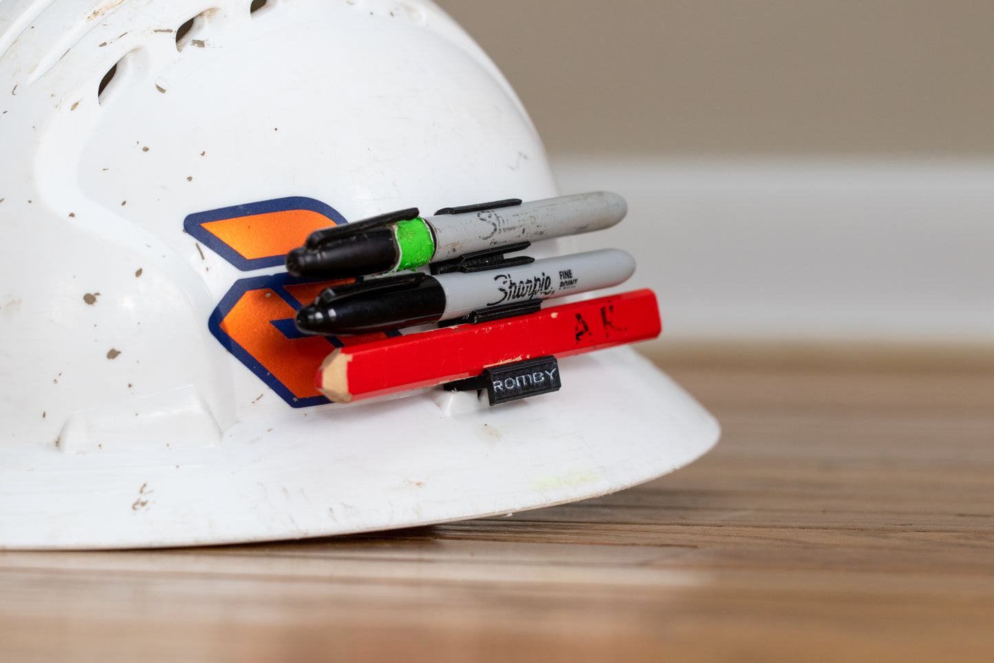 Custom Hardhat Pencil and Marker holder